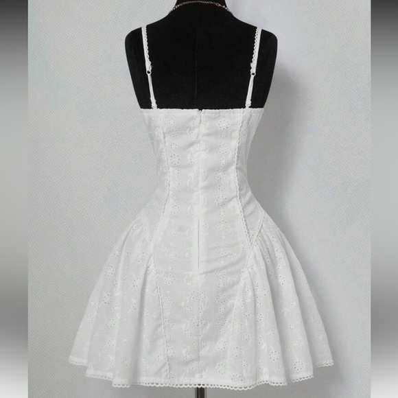 SHEIN White Pleated Babydoll Mini Dress - Picture 2 of 3